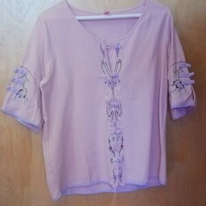 Pink embroidered top